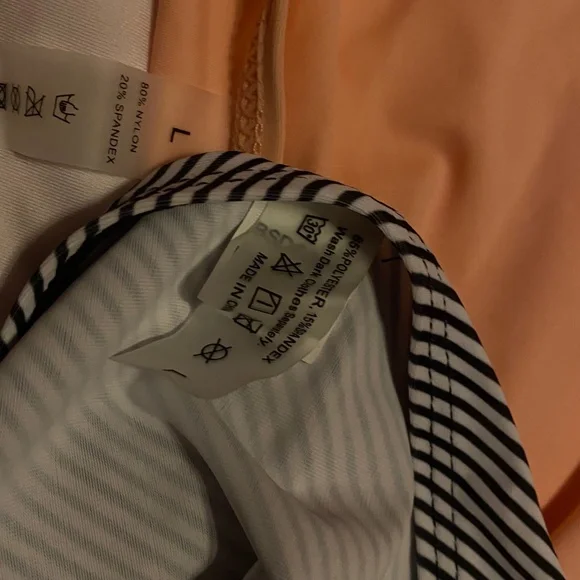 Sweetheart Peach Tankini & Striped Bikini Bottom Swimsuit Size L - Picture 3 of 3